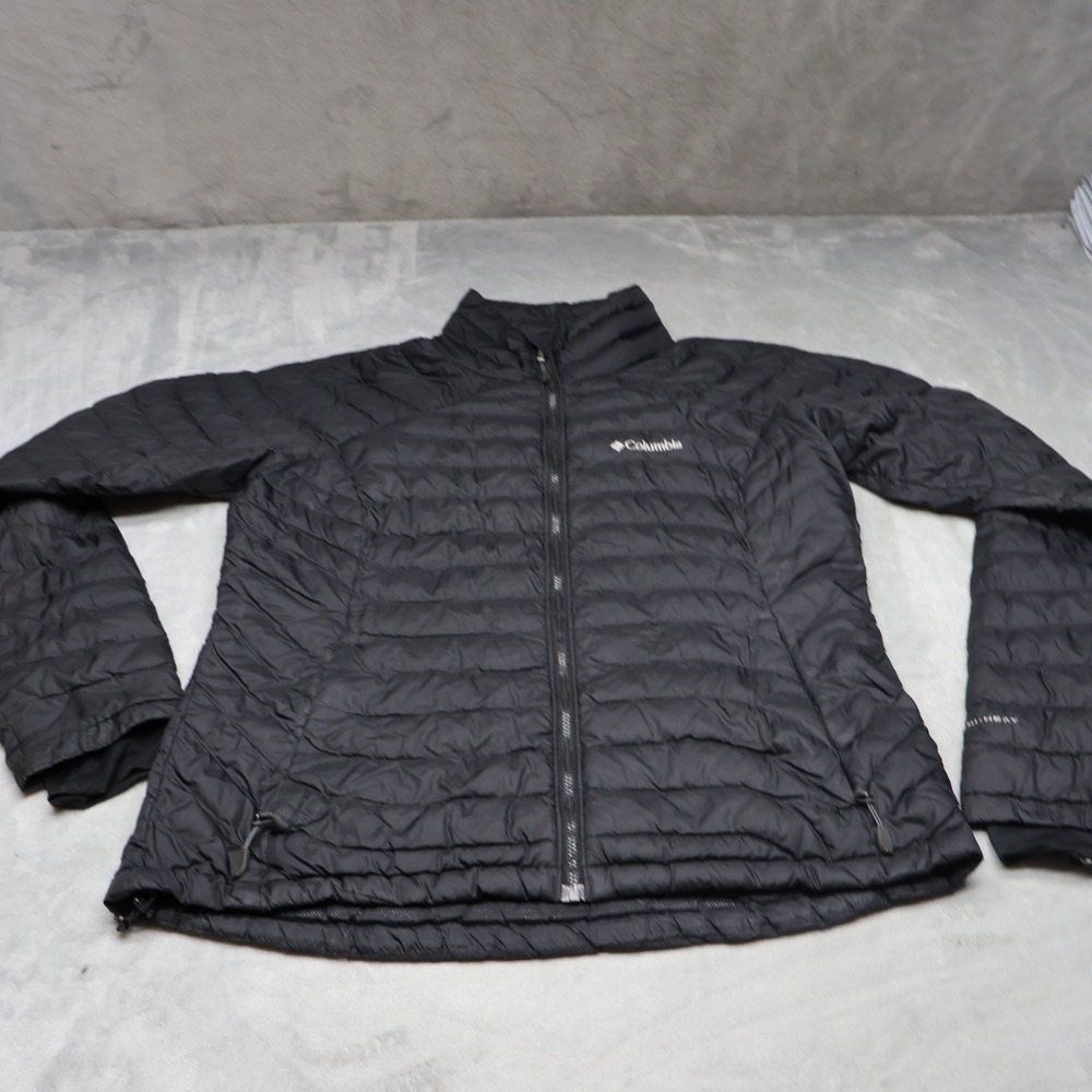 Columbia Down Jacket Womens Large Black Omni-Heat Insulated Light Quilted Puffer